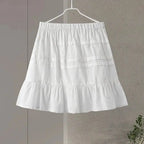 Lace Up Doll Collar Shirt Skirt Sets Short Puff Sleeve Top Suit Pleat Mini Skirts nowadaysfashion