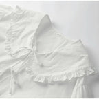 Lace Up Doll Collar Shirt Skirt Sets Short Puff Sleeve Top Suit Pleat Mini Skirts nowadaysfashion