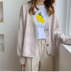 lantern sleeve cardigan Winter Solid Cashmere Casual Fashion Winter Knit sweaters nowadaysfashion