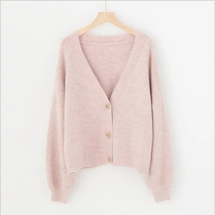 lantern sleeve cardigan Winter Solid Cashmere Casual Fashion Winter Knit sweaters - Blade & Thread
