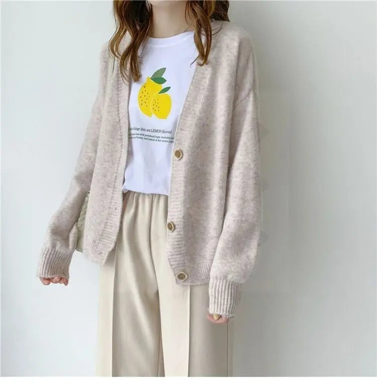 lantern sleeve cardigan Winter Solid Cashmere Casual Fashion Winter Knit sweaters - Blade & Thread