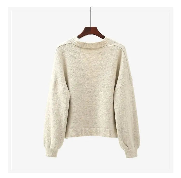 lantern sleeve cardigan Winter Solid Cashmere Casual Fashion Winter Knit sweaters nowadaysfashion