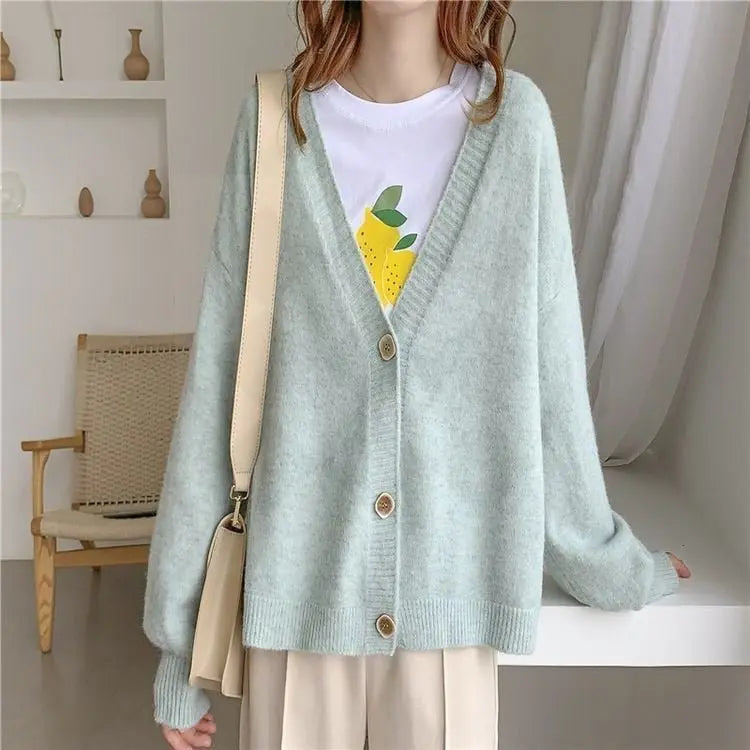 lantern sleeve cardigan Winter Solid Cashmere Casual Fashion Winter Knit sweaters nowadaysfashion