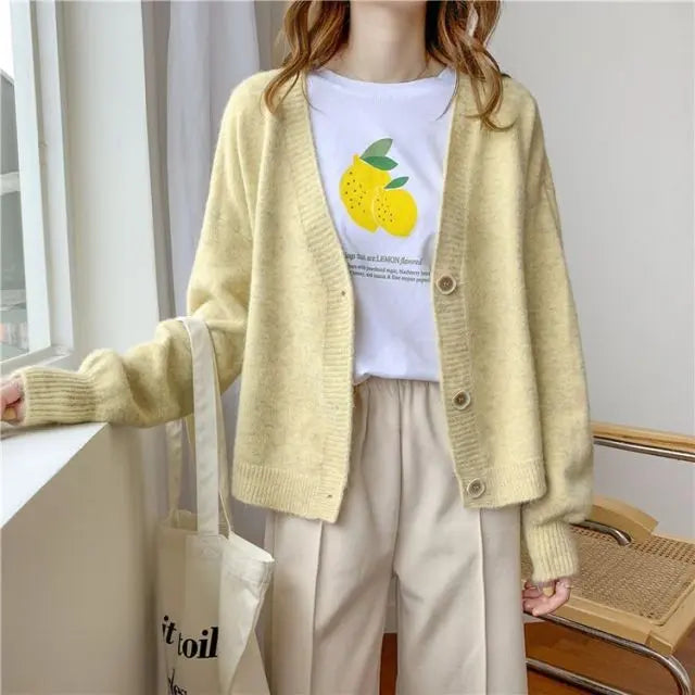 lantern sleeve cardigan Winter Solid Cashmere Casual Fashion Winter Knit sweaters nowadaysfashion