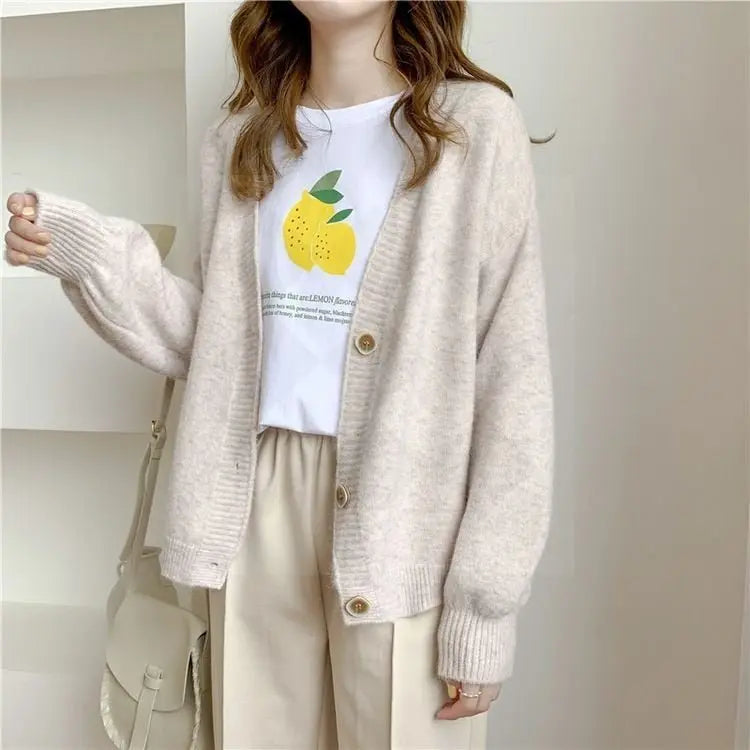 lantern sleeve cardigan Winter Solid Cashmere Casual Fashion Winter Knit sweaters nowadaysfashion
