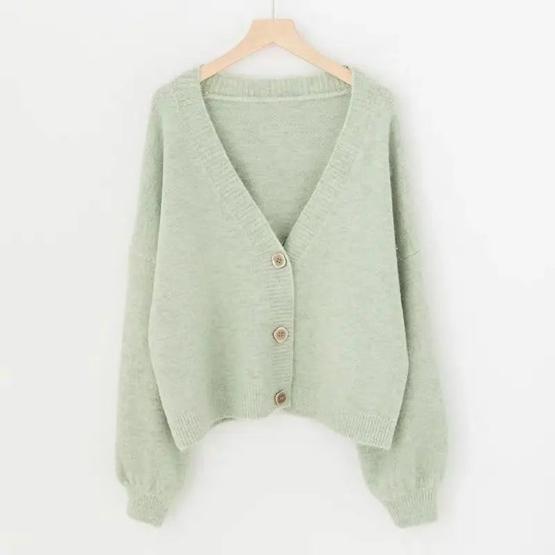 lantern sleeve cardigan Winter Solid Cashmere Casual Fashion Winter Knit sweaters - Blade & Thread