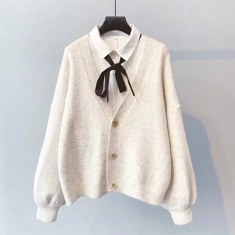 lantern sleeve cardigan Winter Solid Cashmere Casual Fashion Winter Knit sweaters - Blade & Thread