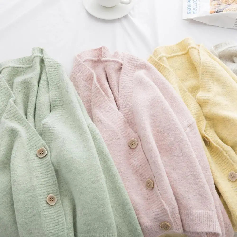lantern sleeve cardigan Winter Solid Cashmere Casual Fashion Winter Knit sweaters - Blade & Thread