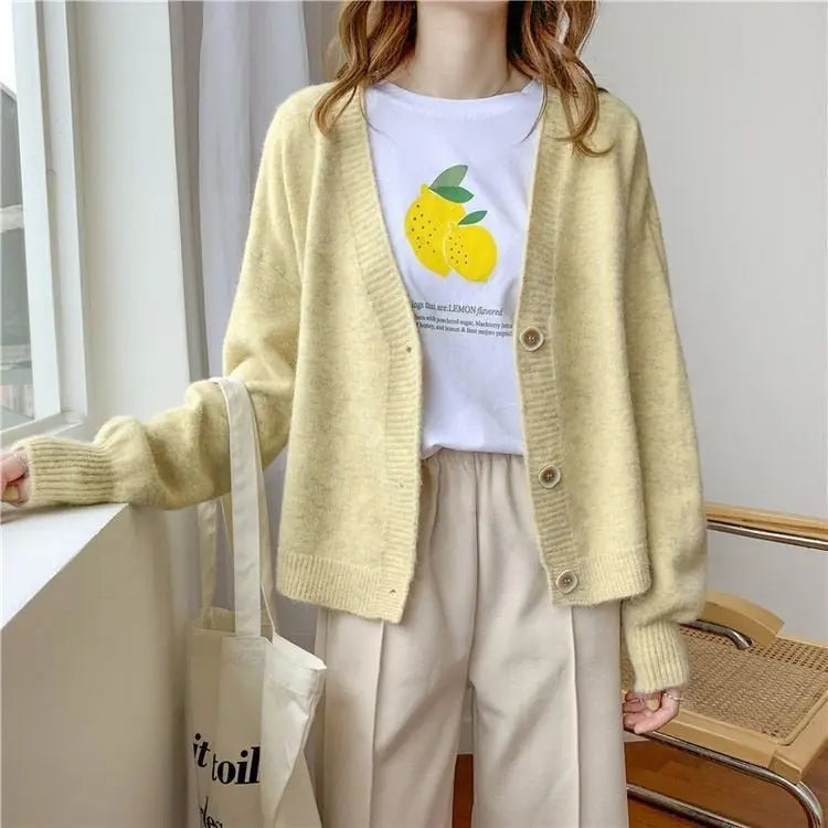 lantern sleeve cardigan Winter Solid Cashmere Casual Fashion Winter Knit sweaters - Blade & Thread