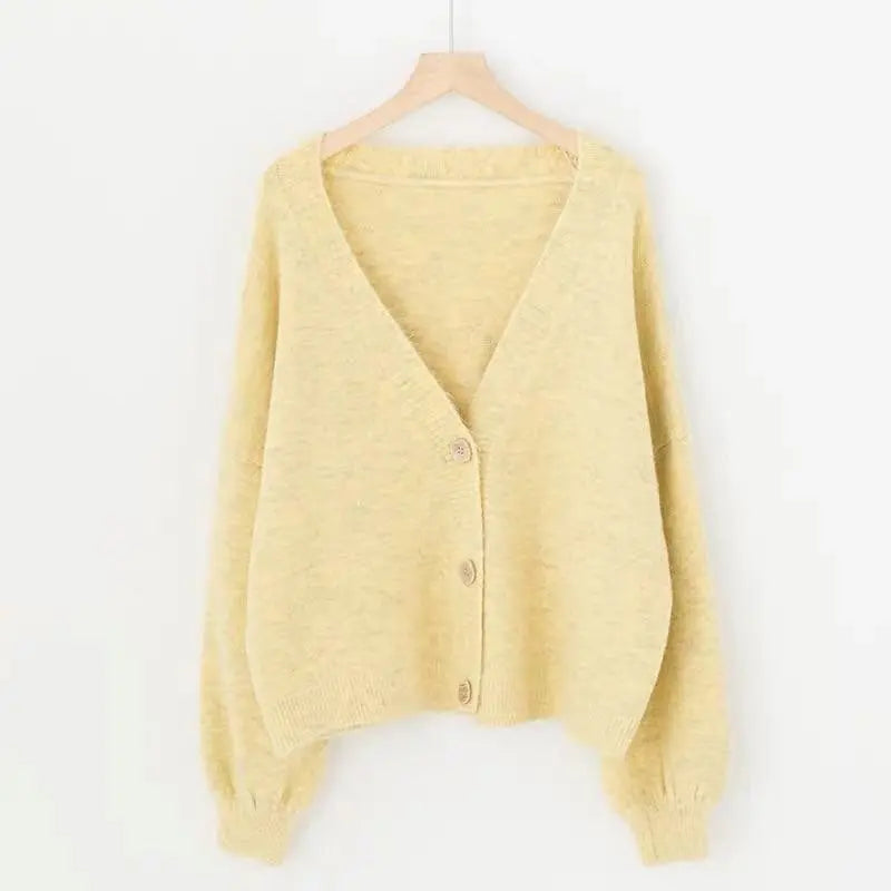 lantern sleeve cardigan Winter Solid Cashmere Casual Fashion Winter Knit sweaters - Blade & Thread