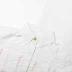Lapel short-sleeved shirt + skirt lace embroidery two-piece suit for women nowadaysfashion