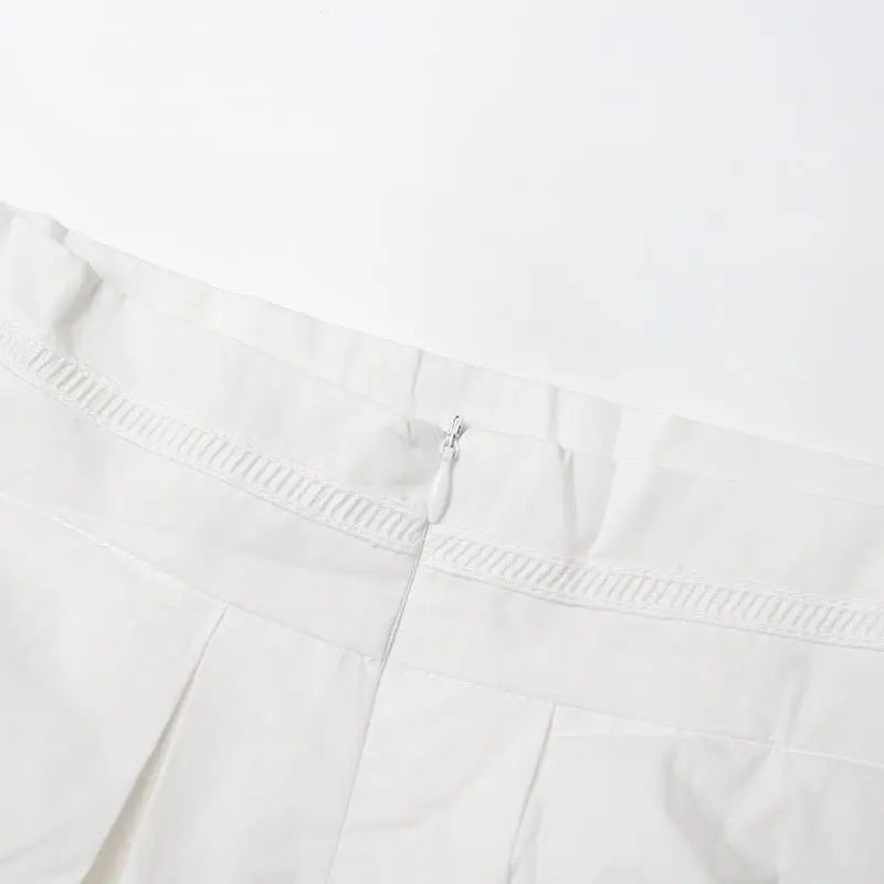 Lapel short-sleeved shirt + skirt lace embroidery two-piece suit for women - Blade & Thread