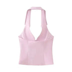 Lapel V- Neck Sleeveless Halter Tops Hip Package Mini Skirt Two Pieces Sets Female Streetwear nowadaysfashion