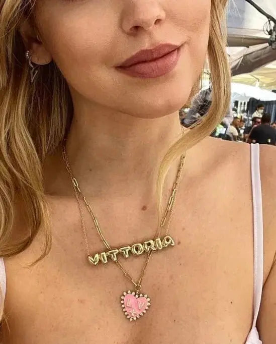 large bubble letter name necklace - Blade & Thread