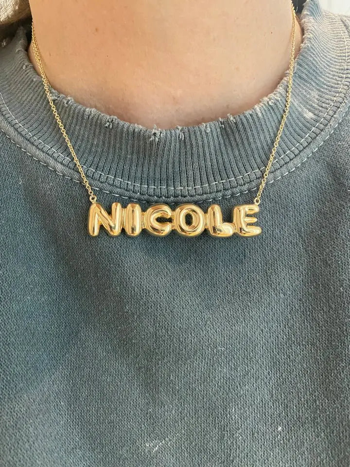 large bubble letter name necklace - Blade & Thread