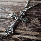Large Detailed Cross Drill Pendant Necklace Silver Color Tone Gothic Punk Jewellery nowadaysfashion