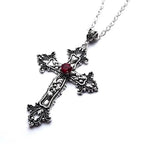 Large Detailed Cross Drill Pendant Necklace Silver Color Tone Gothic Punk Jewellery nowadaysfashion