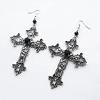 Large Detailed Cross Drill Pendant Necklace Silver Color Tone Gothic Punk Jewellery nowadaysfashion