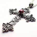 Large Detailed Cross Drill Pendant Necklace Silver Color Tone Gothic Punk Jewellery nowadaysfashion