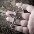 Large Detailed Cross Drill Pendant Necklace Silver Color Tone Gothic Punk Jewellery nowadaysfashion