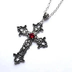 Large Detailed Cross Drill Pendant Necklace Silver Color Tone Gothic Punk Jewellery nowadaysfashion