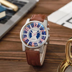 Large-dial, hollow-out blue-light men's watch. nowadaysfashion