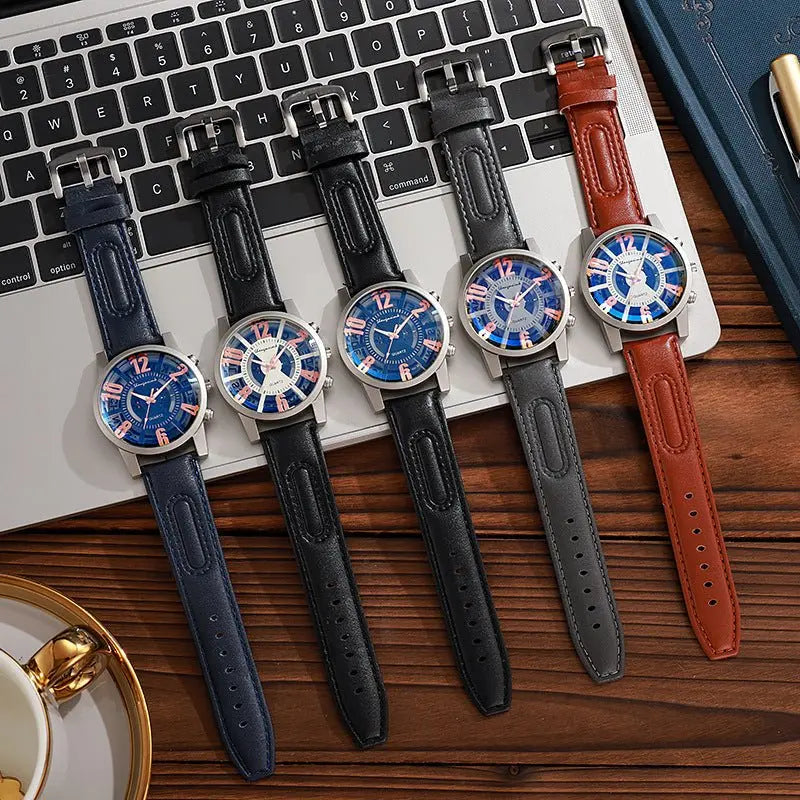 Large-dial, hollow-out blue-light men's watch. nowadaysfashion