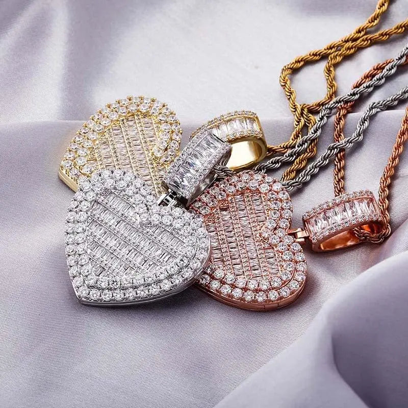 Large Size Heart Shape Custom Photo Locket Frame Pendant love necklaces for her - Blade & Thread
