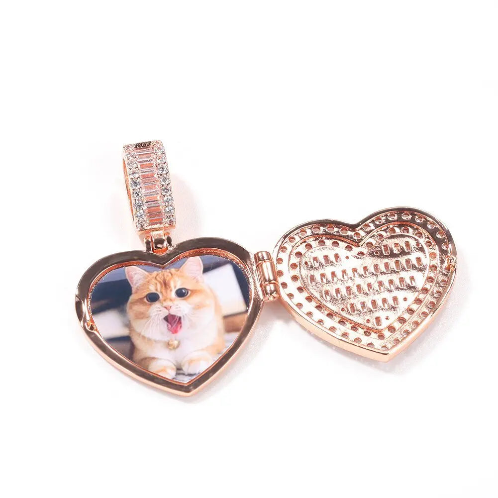 Large Size Heart Shape Custom Photo Locket Frame Pendant love necklaces for her - Blade & Thread