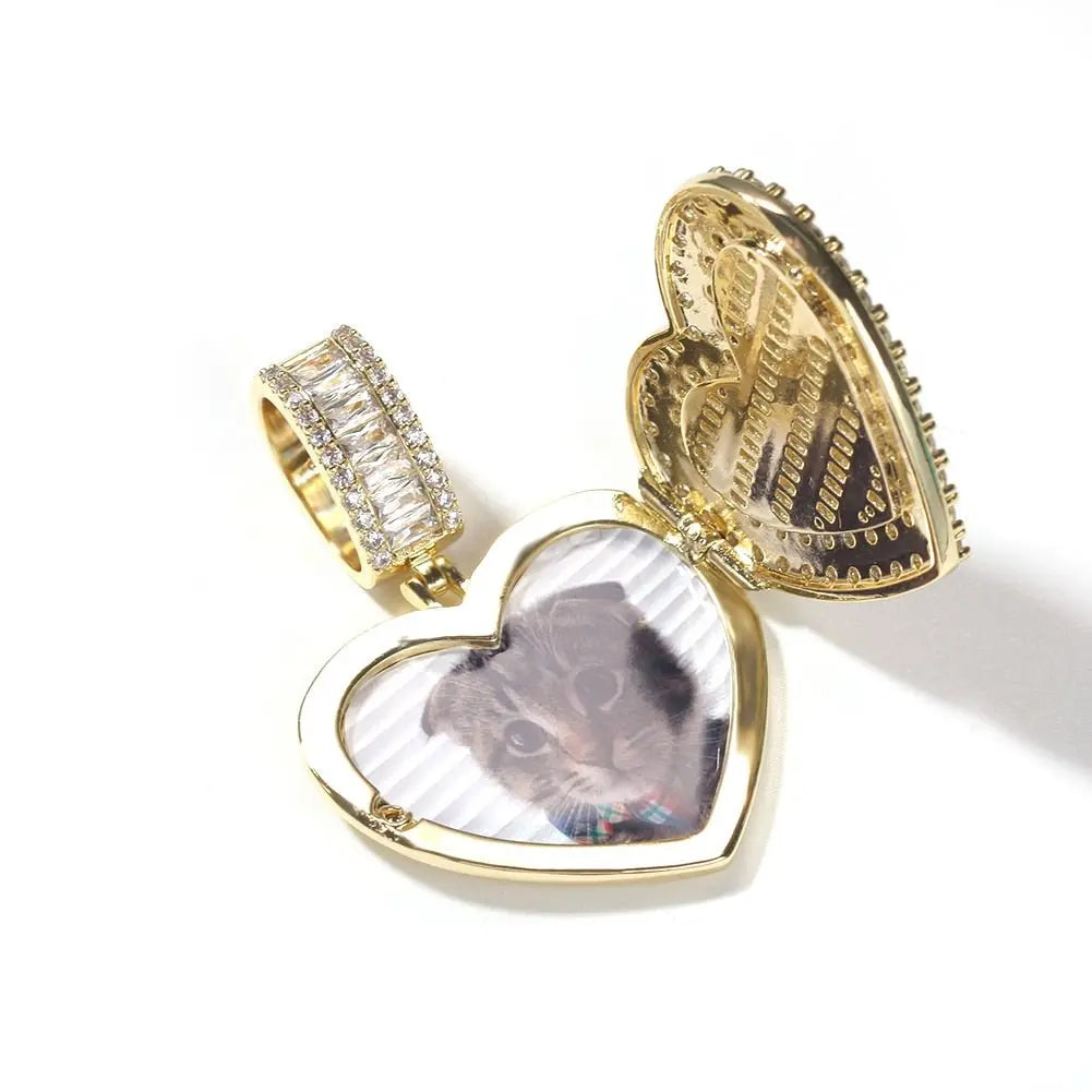 Large Size Heart Shape Custom Photo Locket Frame Pendant love necklaces for her - Blade & Thread