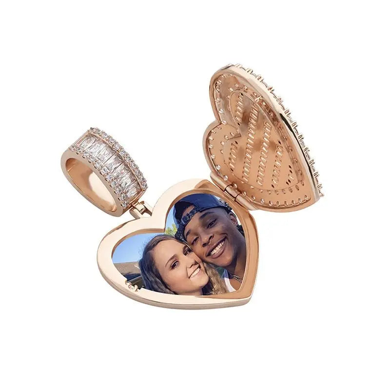 Large Size Heart Shape Custom Photo Locket Frame Pendant love necklaces for her - Blade & Thread