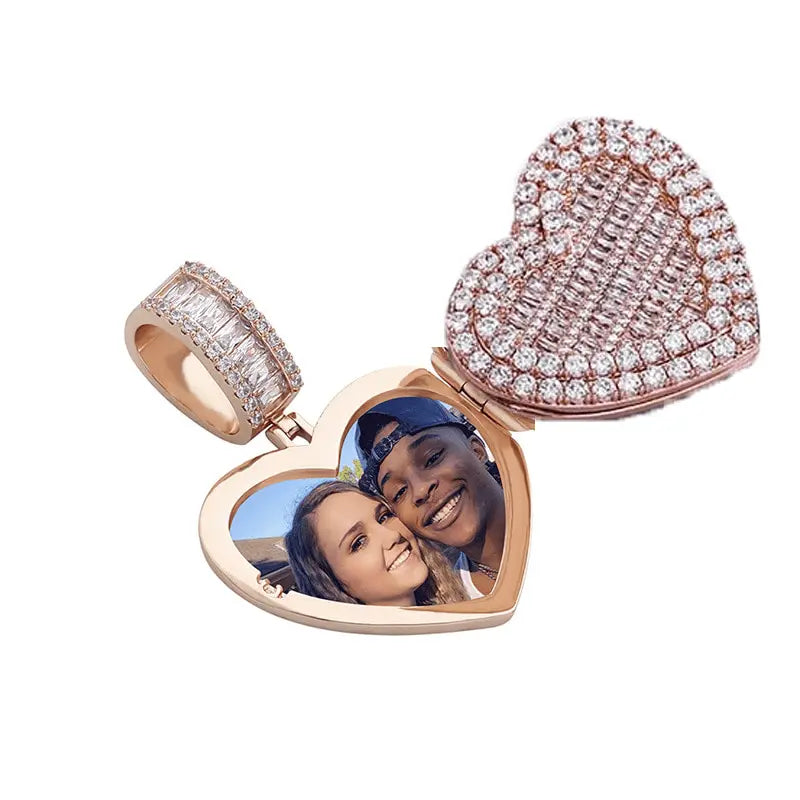 Large Size Heart Shape Custom Photo Locket Frame Pendant love necklaces for her - Blade & Thread