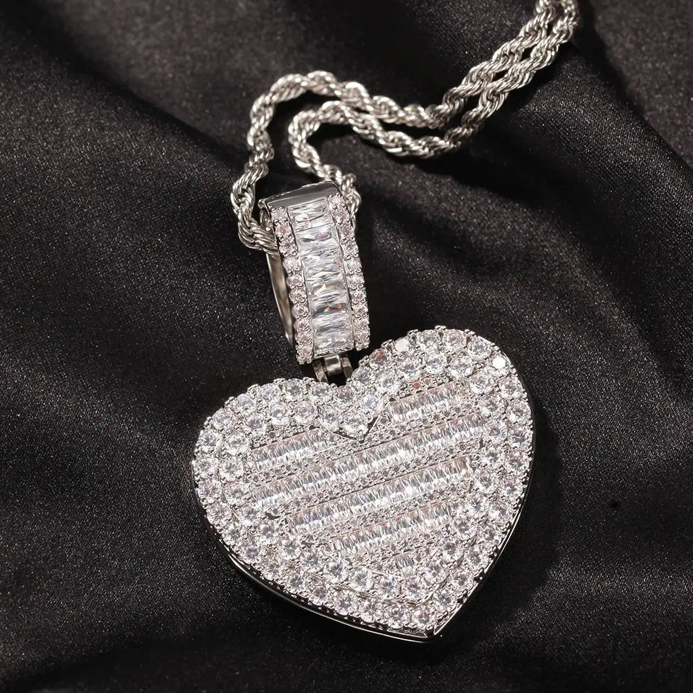 Large Size Heart Shape Custom Photo Locket Frame Pendant love necklaces for her nowadaysfashion