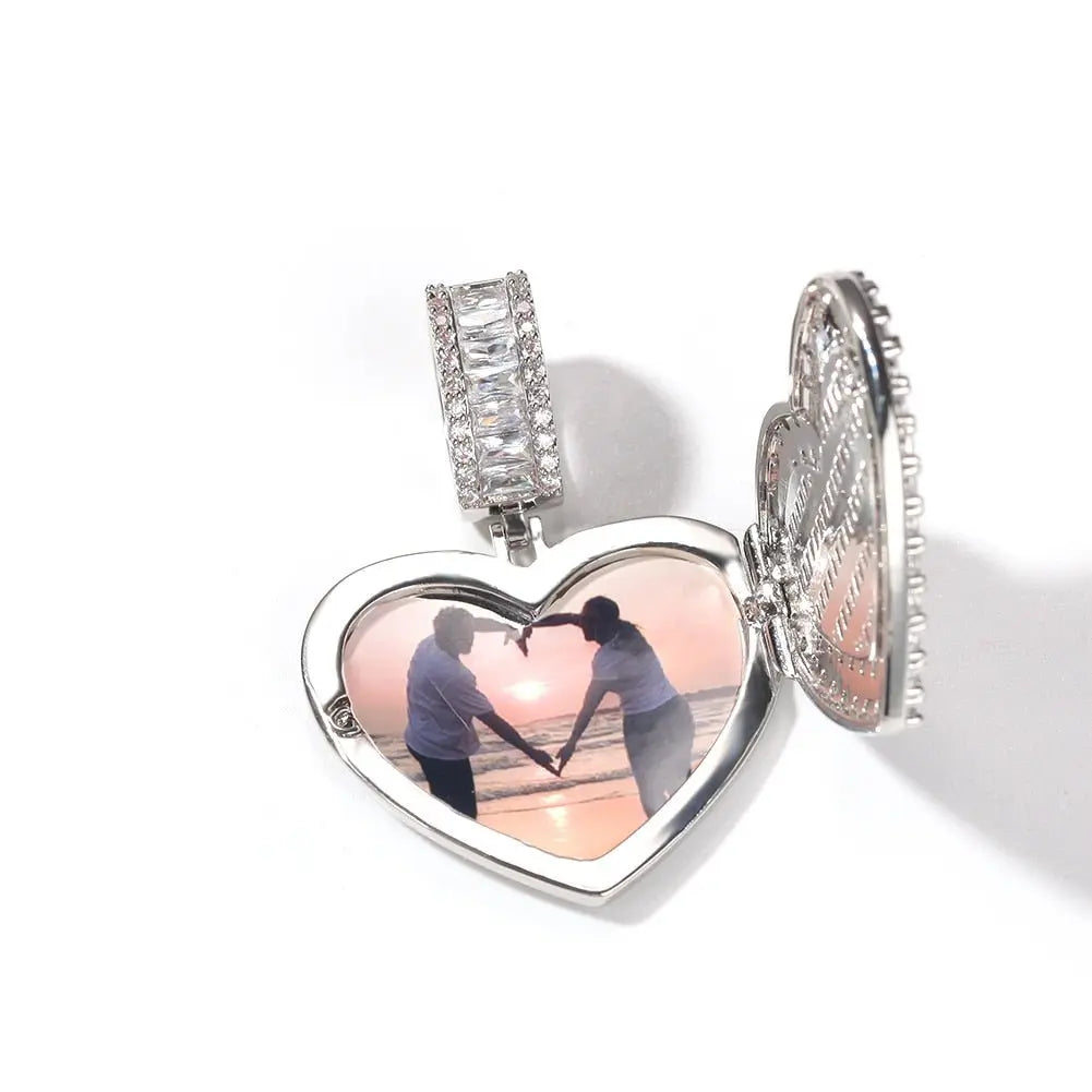 Large Size Heart Shape Custom Photo Locket Frame Pendant love necklaces for her - Blade & Thread