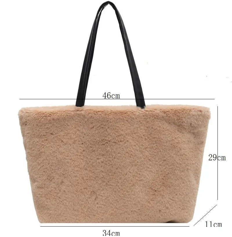 Large Tote Winter Plush Bags For Women Fashion 2021 Furry Shoulder nowadaysfashion