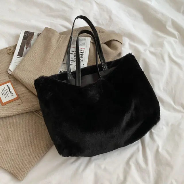 Large Tote Winter Plush Bags For Women Fashion 2021 Furry Shoulder nowadaysfashion