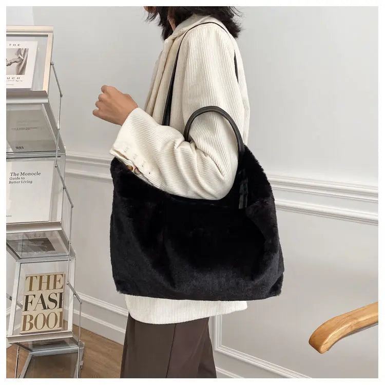 Large Tote Winter Plush Bags For Women Fashion 2021 Furry Shoulder nowadaysfashion