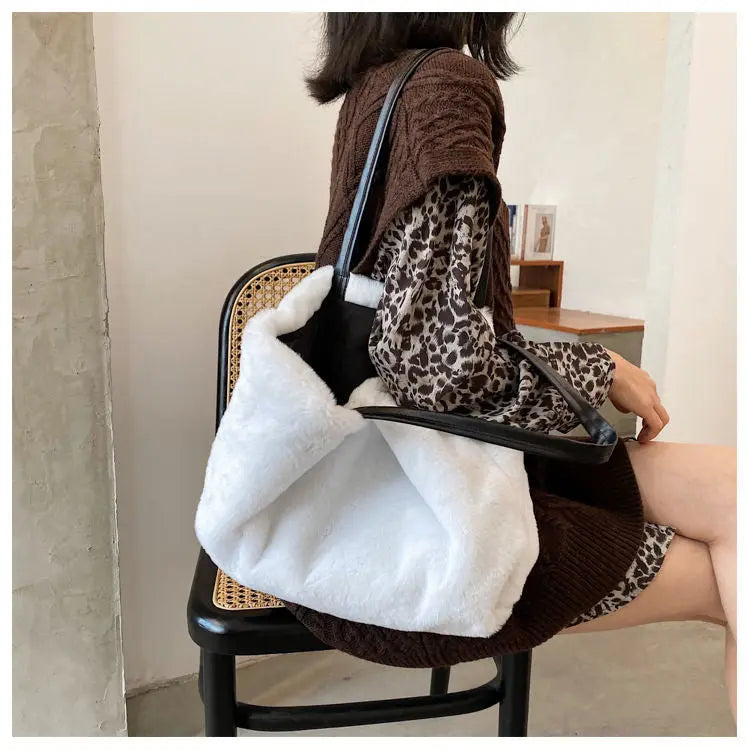 Large Tote Winter Plush Bags For Women Fashion 2021 Furry Shoulder nowadaysfashion