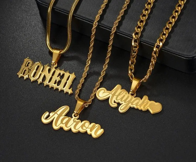 Laser Marking Customized Name Necklace DIY Titanium Steel Pendant - Blade & Thread