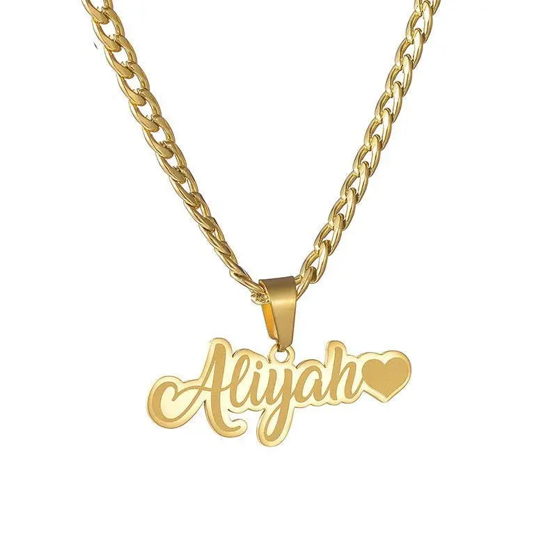 Laser Marking Customized Name Necklace DIY Titanium Steel Pendant - Blade & Thread