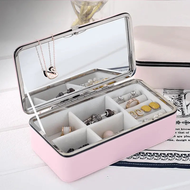 Leather makeup mirror for travel jewelry storage - Blade & Thread