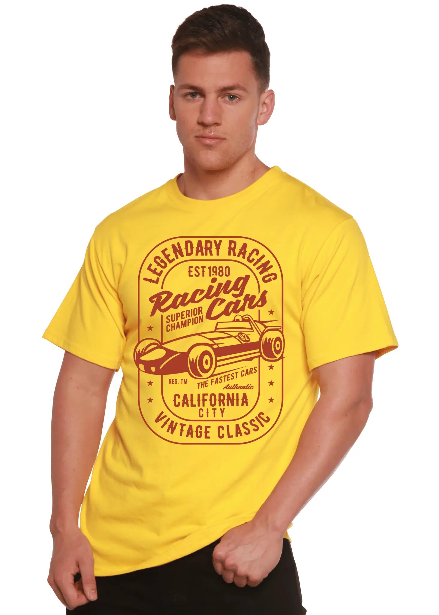 Legendary Racing Cars Men's Bamboo Viscose/Organic Cotton Short Sleeve Graphic T-Shirt Spun Bamboo