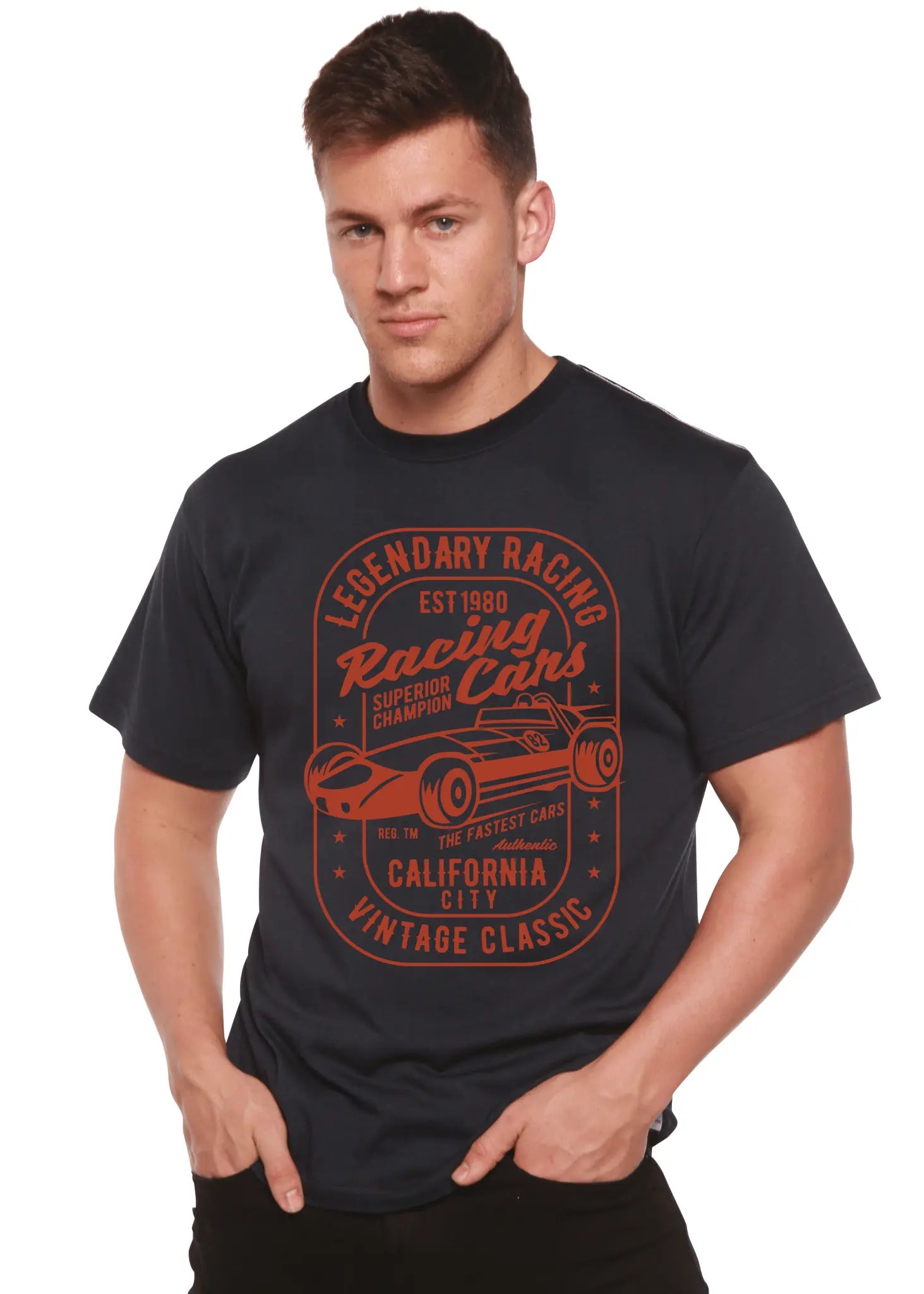 Legendary Racing Cars Men's Bamboo Viscose/Organic Cotton Short Sleeve Graphic T-Shirt - Blade & Thread