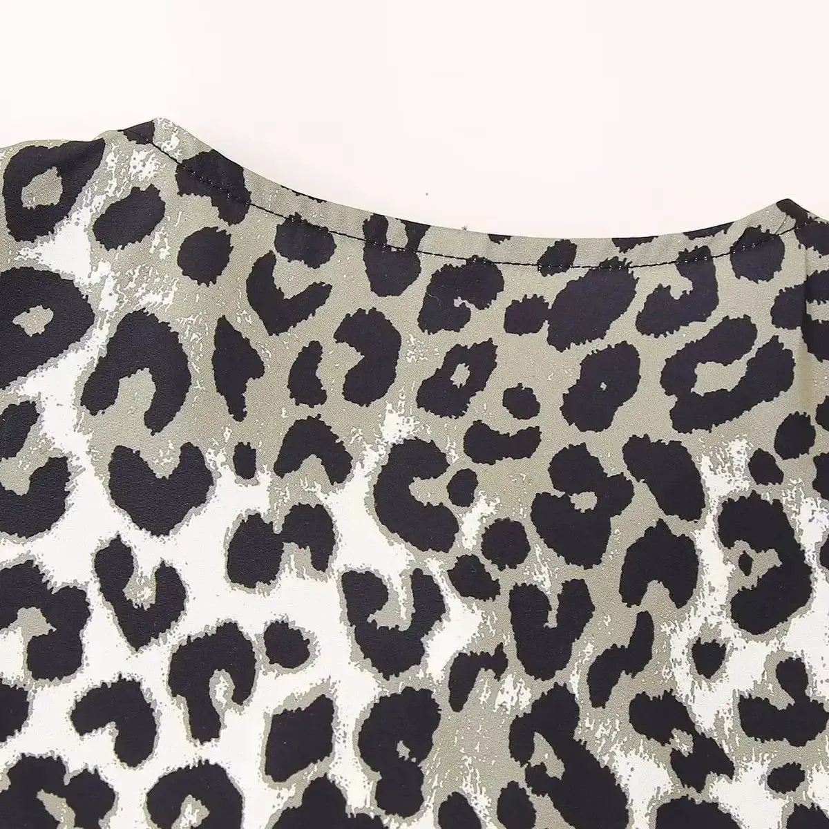 Leopard Blouse Puff Sleeve Crop Top Women's Summer Clothing - Blade & Thread