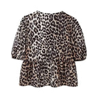 Leopard Blouse Puff Sleeve Crop Top Women's Summer Clothing nowadaysfashion
