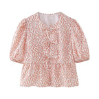 Leopard Blouse Puff Sleeve Crop Top Women's Summer Clothing nowadaysfashion