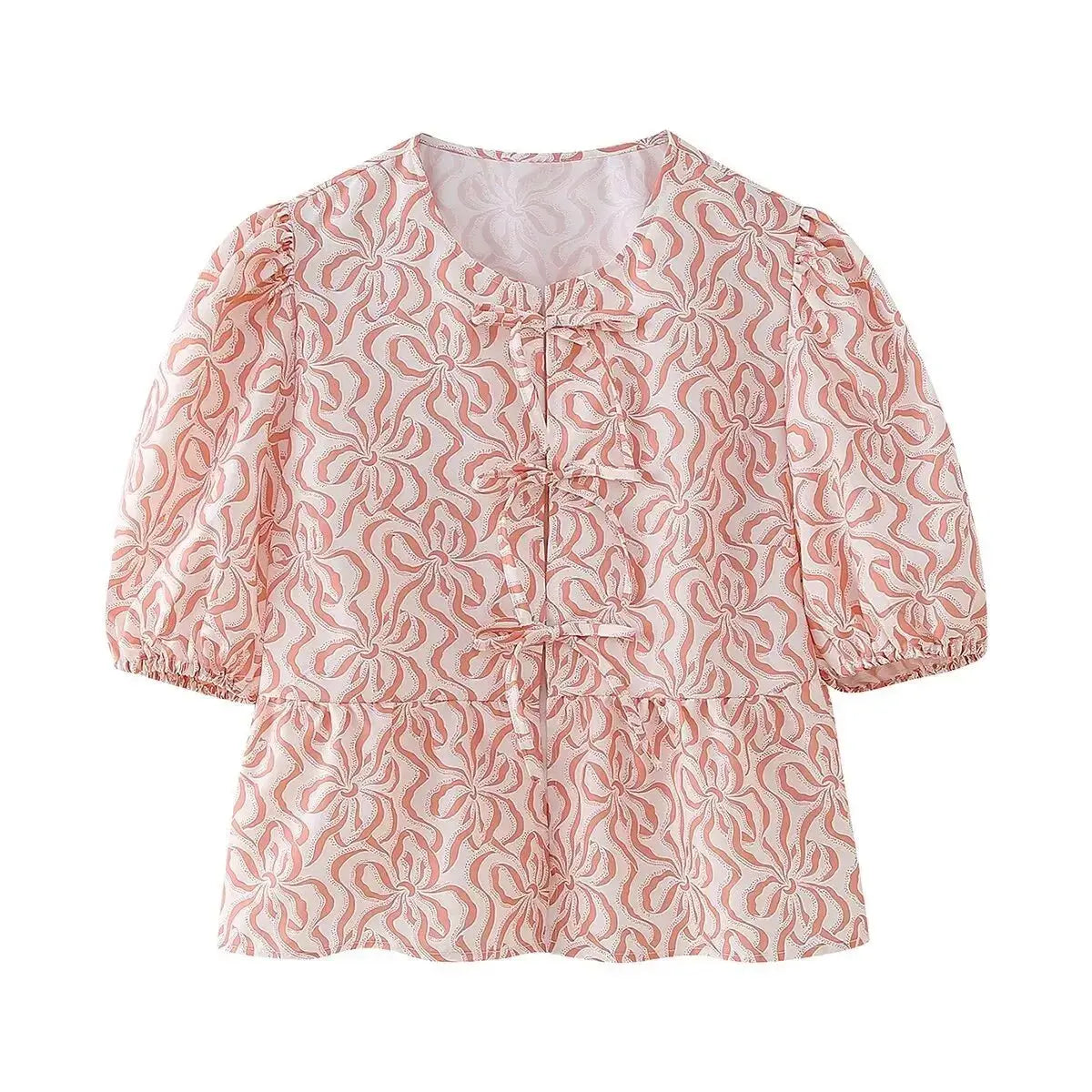 Leopard Blouse Puff Sleeve Crop Top Women's Summer Clothing nowadaysfashion
