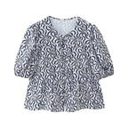Leopard Blouse Puff Sleeve Crop Top Women's Summer Clothing nowadaysfashion