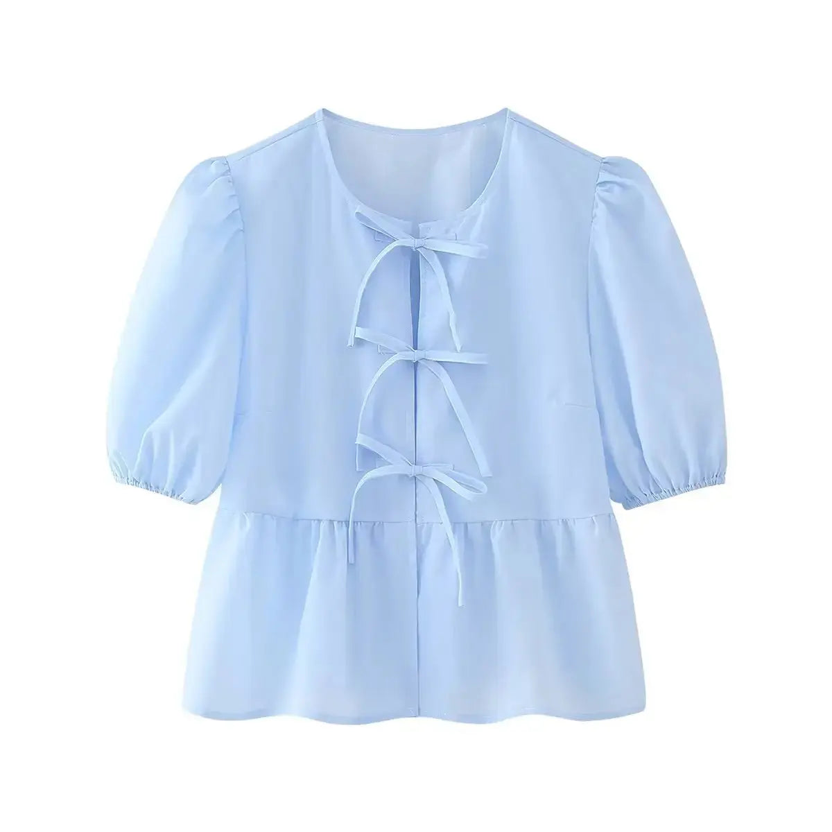 Leopard Blouse Puff Sleeve Crop Top Women's Summer Clothing - Blade & Thread