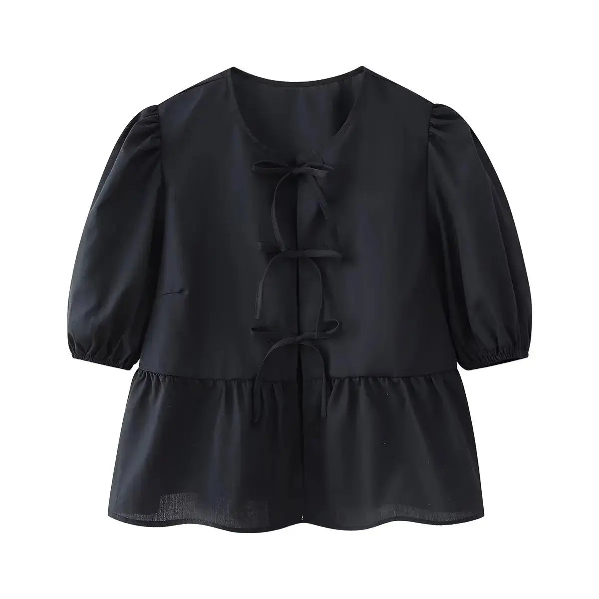 Leopard Blouse Puff Sleeve Crop Top Women's Summer Clothing - Blade & Thread